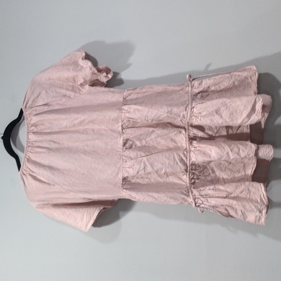 Madewell Linen Blend Lorelei Small Mini Dress Pink V-neck Tiered Summer Boho - Picture 7 of 7